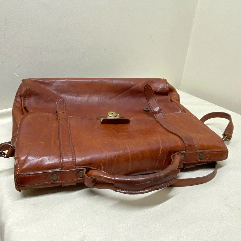 Italian Vintage Leather Brown Messenger Bag , Rare